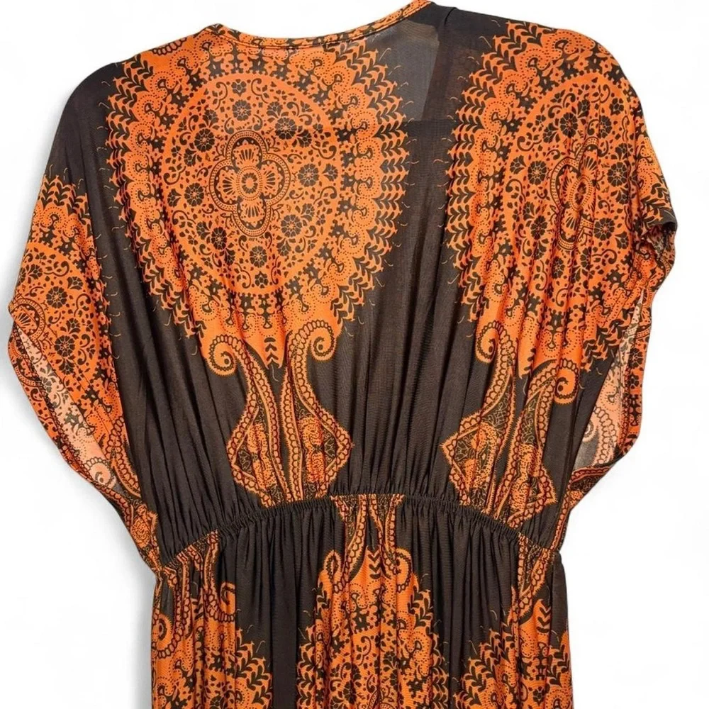 India Boutique Brown Maxi Dress with Orange Medallion Print - Picture 8 of 8